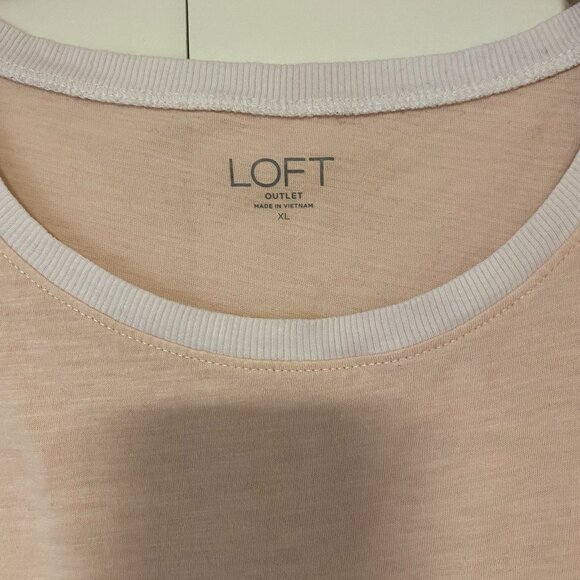 LOFT Outlet Sleeveless Shirt - Pink Ringer Tank Top Tee - Colorblock W Size XL - Picture 2 of 4
